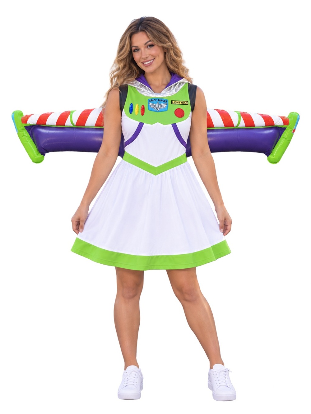 Adult Buzz Lightyear Dress Costume W Inflatable Wings Toy Story Women's XL EUC